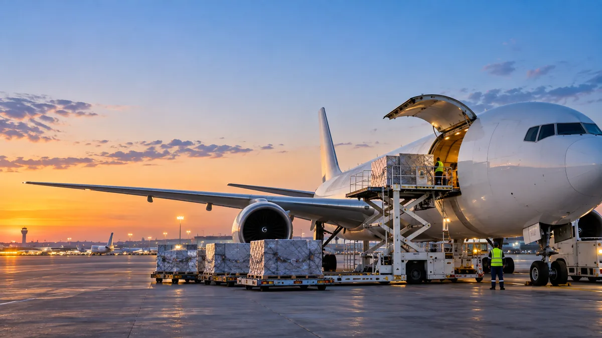 Avion-cargo MIDTRANS en cours de chargement sur l'aire de trafic