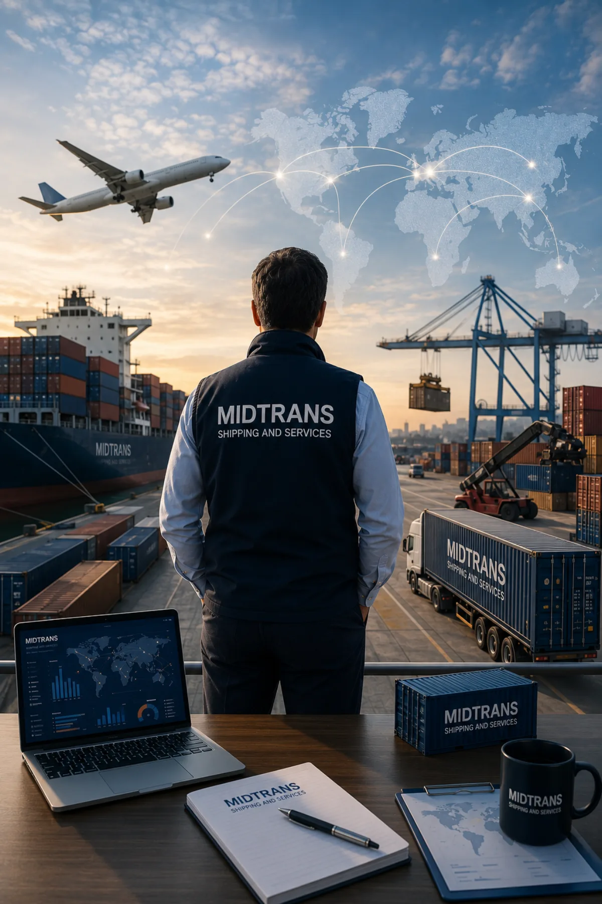 Personnel MIDTRANS préparant les documents de fret aérien à l’aéroport