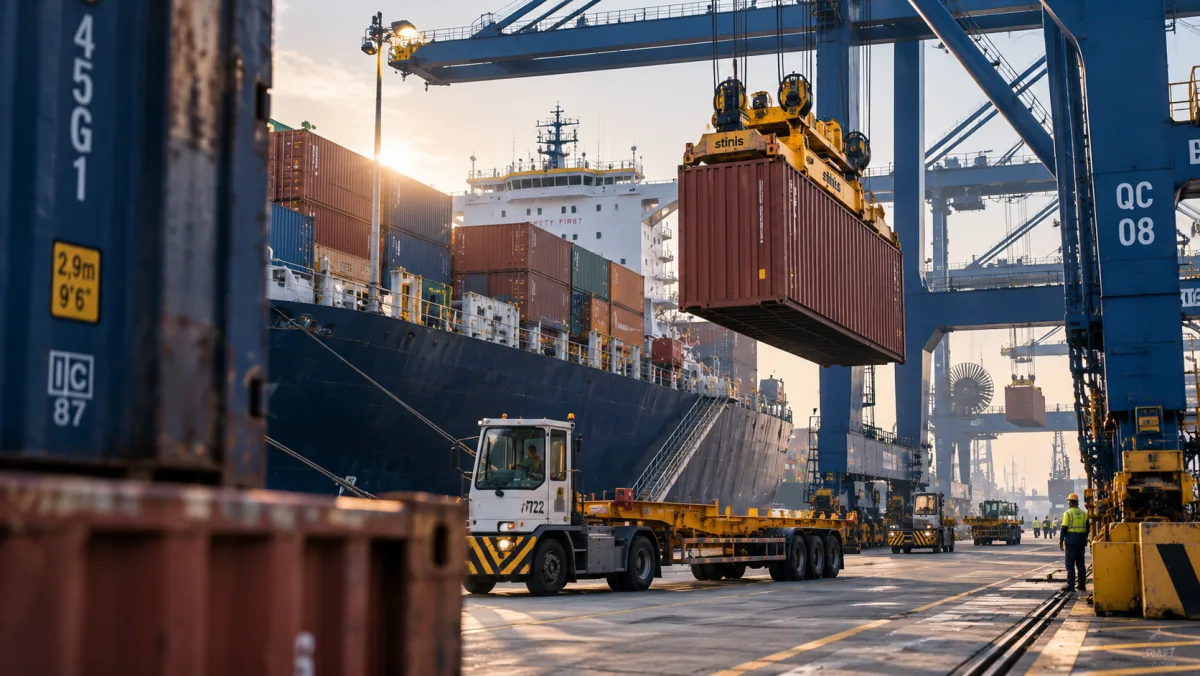 Chargement d'un porte-conteneurs au terminal portuaire – MIDTRANS