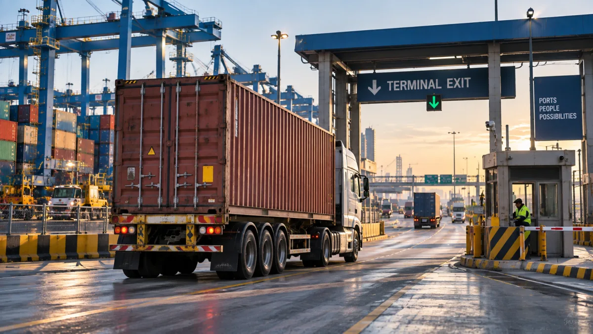 Liman terminalinden çıkan MIDTRANS LCL konteyneri